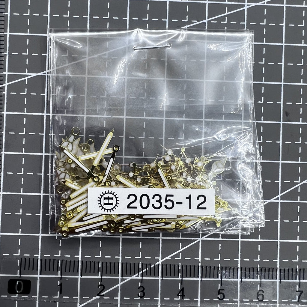 100 Sets/Pack 12mm Golden Trim Green Lume Watch Hands for Miyota 2035 2115 PC21