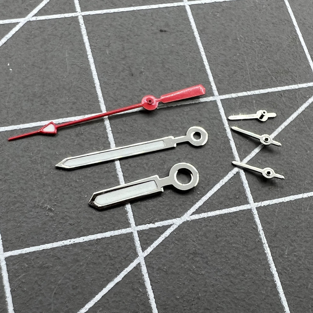 2 Sets12mm Silver Trim Red Second Green Luminous Hands for Miyota 0S10 Movement