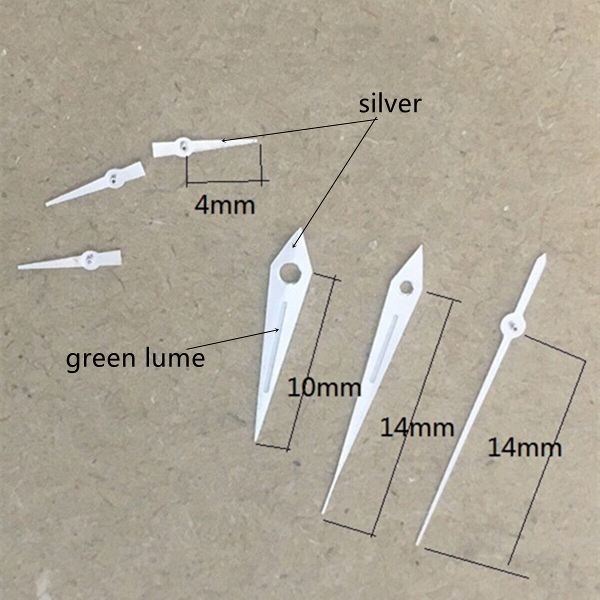 2 Sets Green Lume Arrow Shape Silver Trim Hands for VD53 VD54 VD57 Movement