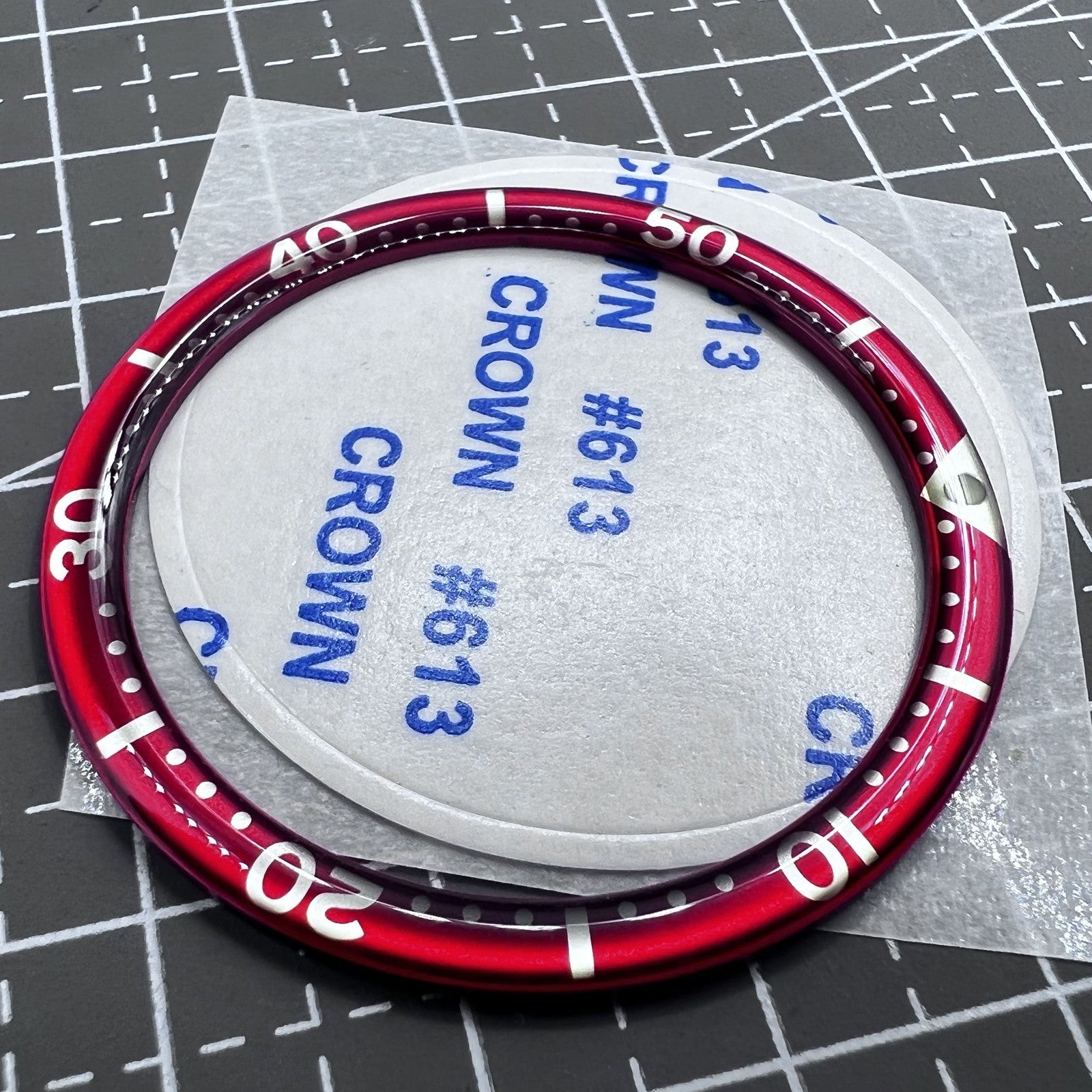 39mm/32.2mm Watch Bezel Insert White Font Circular Arc Bevel Aluminum