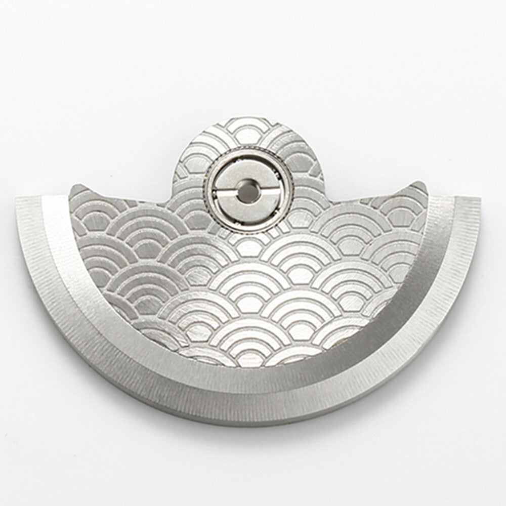 Silver Sea Wave Carved Rotor Oscillating Weight for Seiko NH35 NH36 Movement