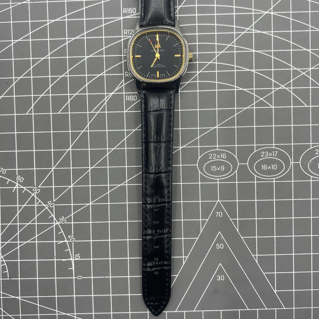 34mm Shanghai Factory Made Manual Mechanical Watch Black 19 Jews Shock-Resistant