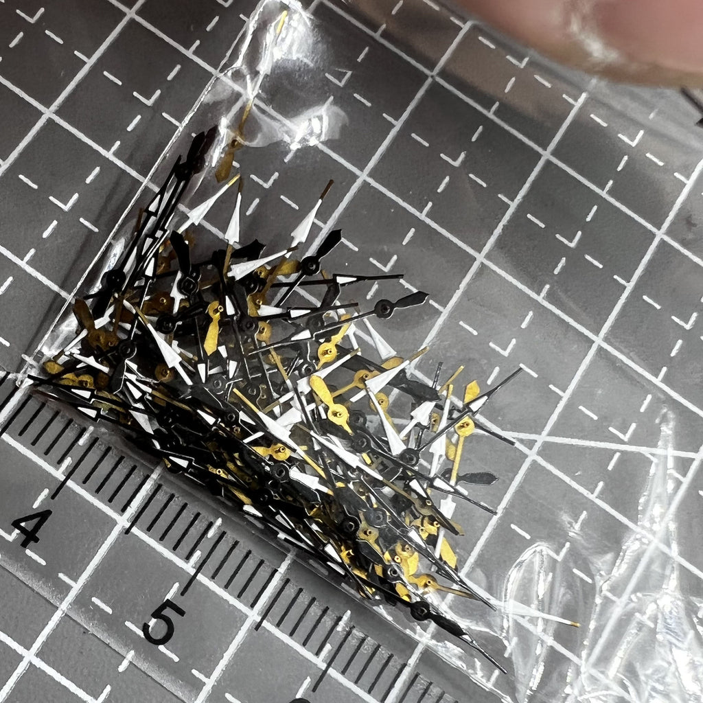 100 Sets/Pack 9.5mm Black Trim Arrow Shape Watch Hands for Miyota 2035 2115 PC21