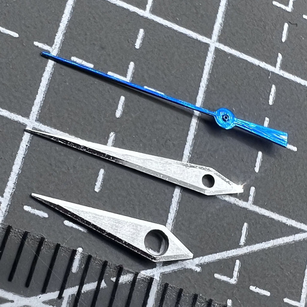 12.5mm Silver+Blue Brushed Process Hemming No Lume Watch Hands for Seiko NH35/36