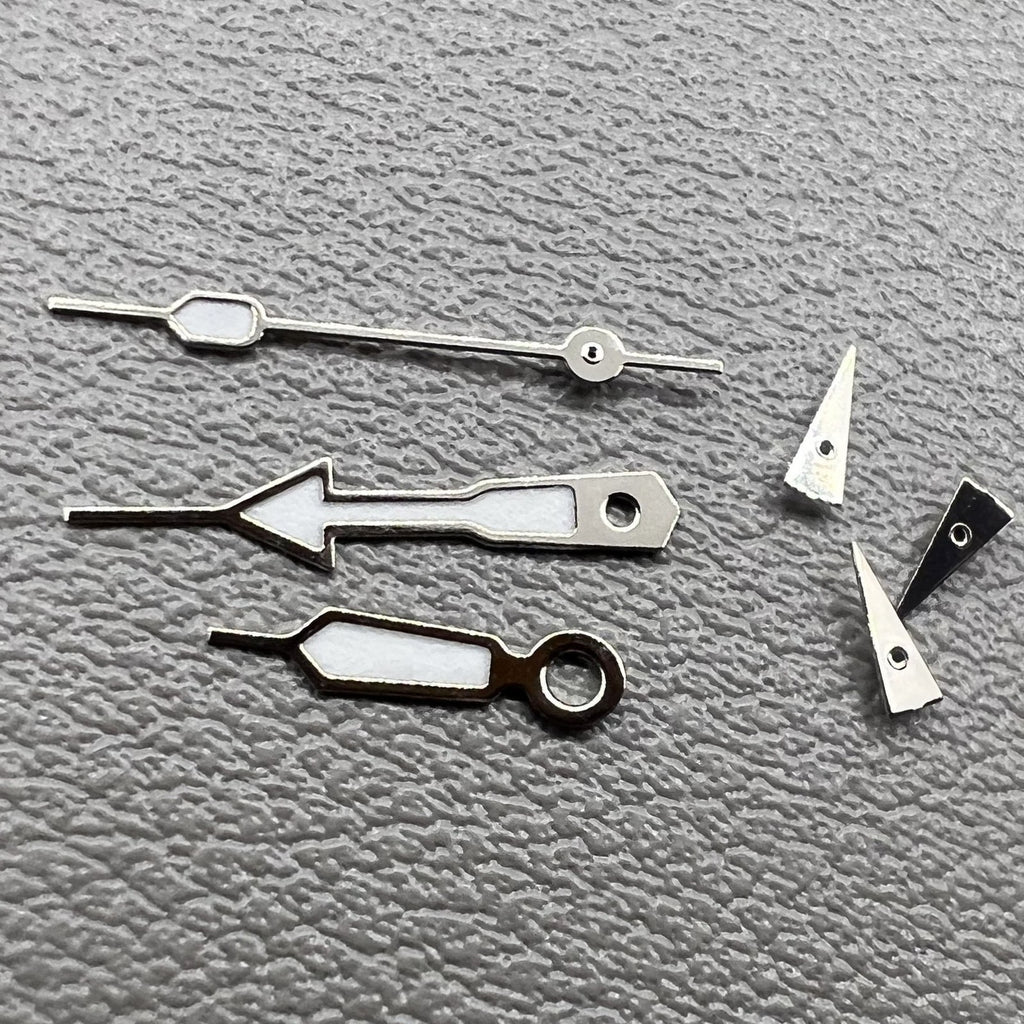2 Sets Green Lume Arrow Shape Silver Trim Hands for Miyota OS10 OS20 OS60 OS80