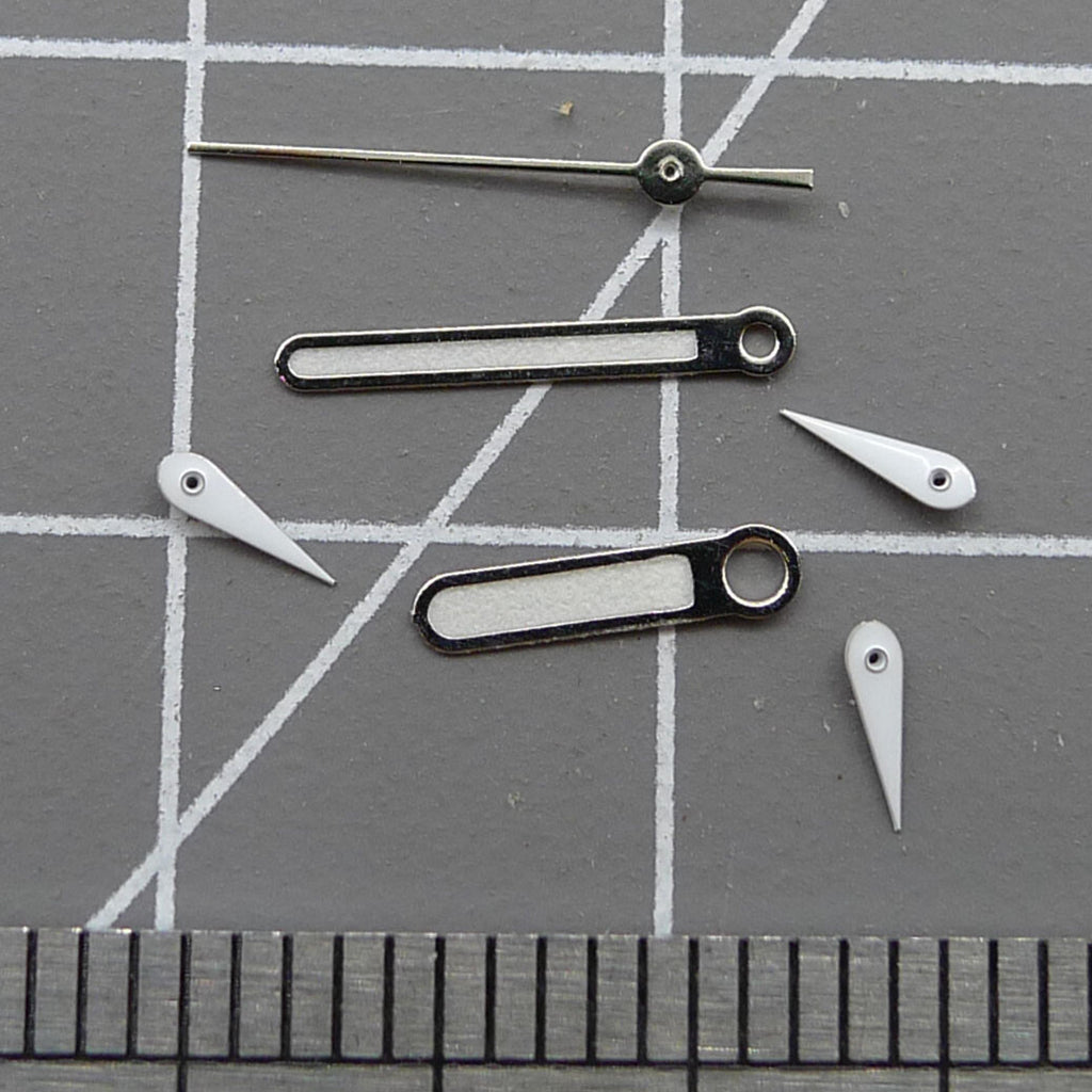 Pointed 10mm Silver Trim Green Luminous Watch Hands for Miyota 0S10 Movement