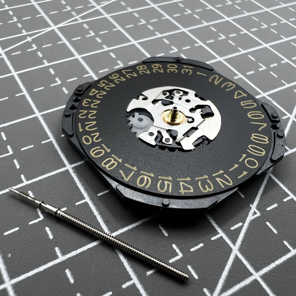 2 PIECES Hattori VX42 VX42E Quartz Movement Day At 3 Golden Font+Black Disk