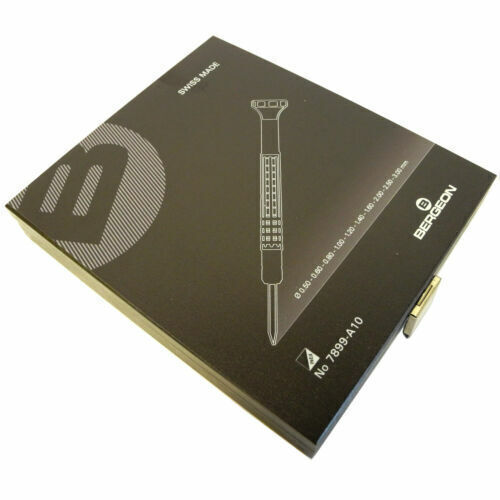 Bergeon 7899-A10 Set Of 10 Ergonomic Screwdrivers 0.50mm-3.00mm In Wooden Box