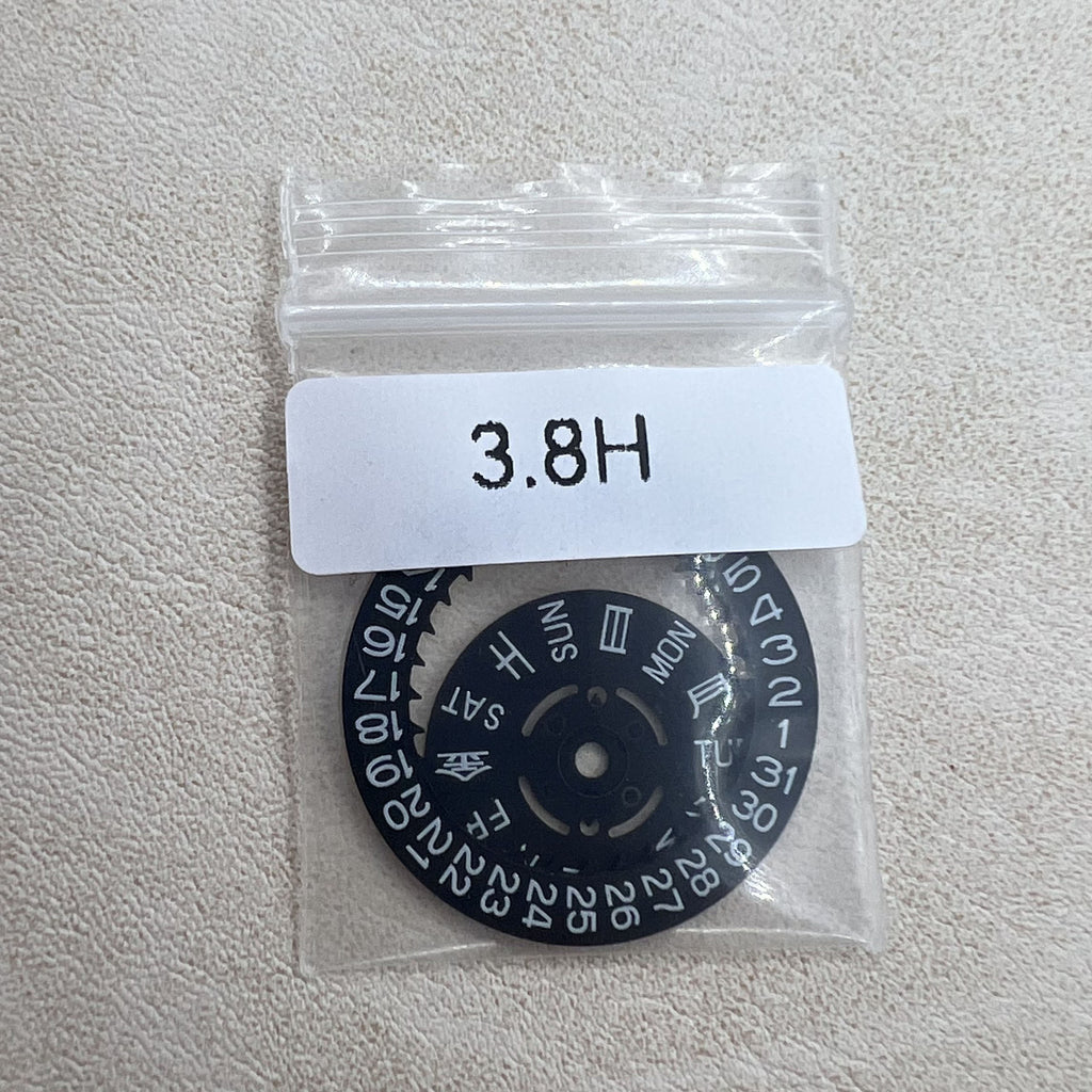 Green Lume Black Date Disk Wheel Week Wheel for Movement Seiko NH36 Date@3.8
