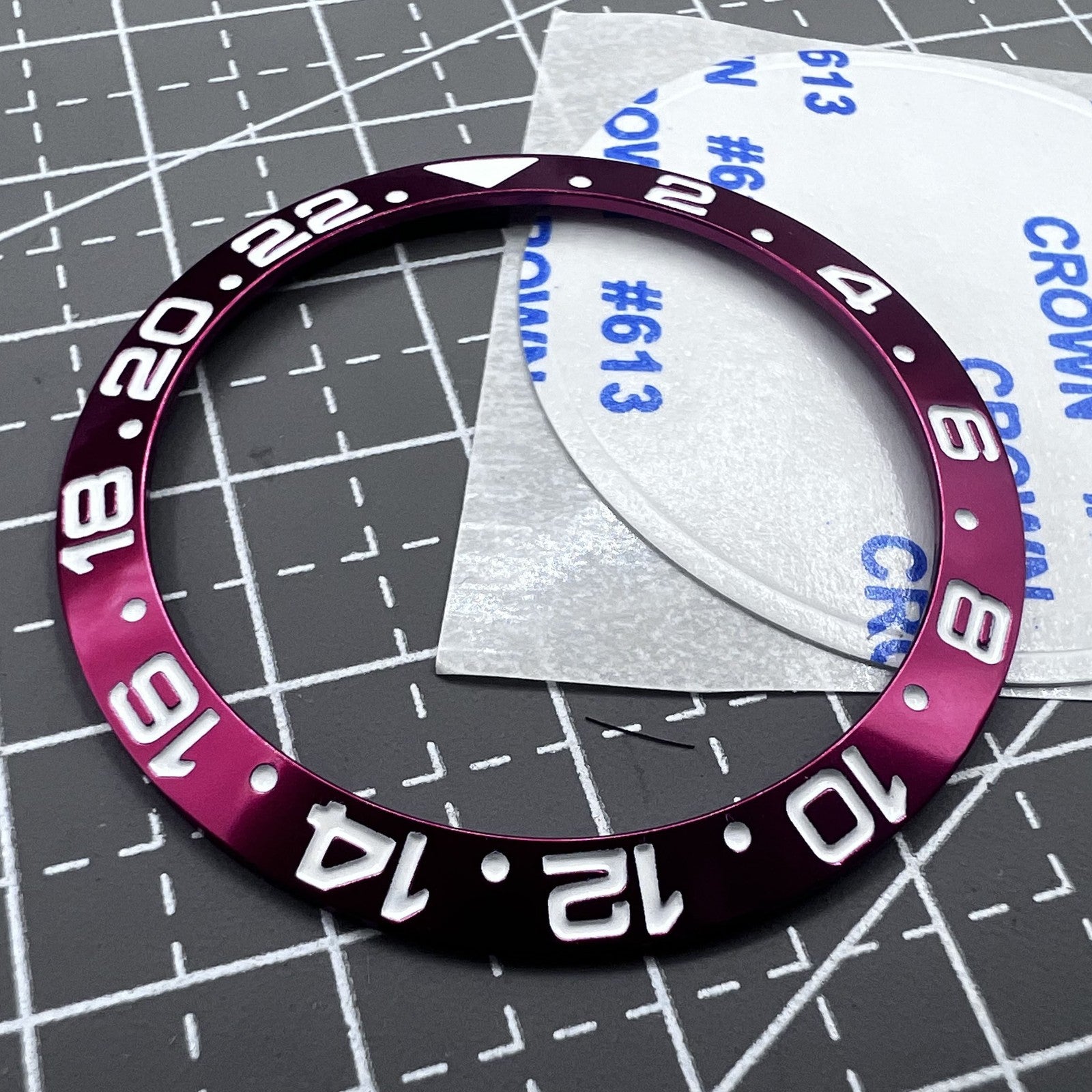 38mm Watch Bezel Insert Red Numberal GMT Aluminium Alloy for RLX