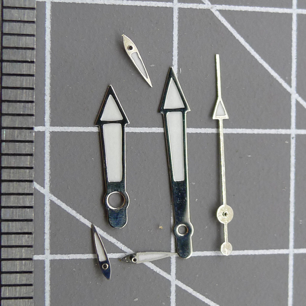 13mm Silver Trim Green Lume Watch Hands for Miyota OS10 OS20 OS22 OS60 OS80