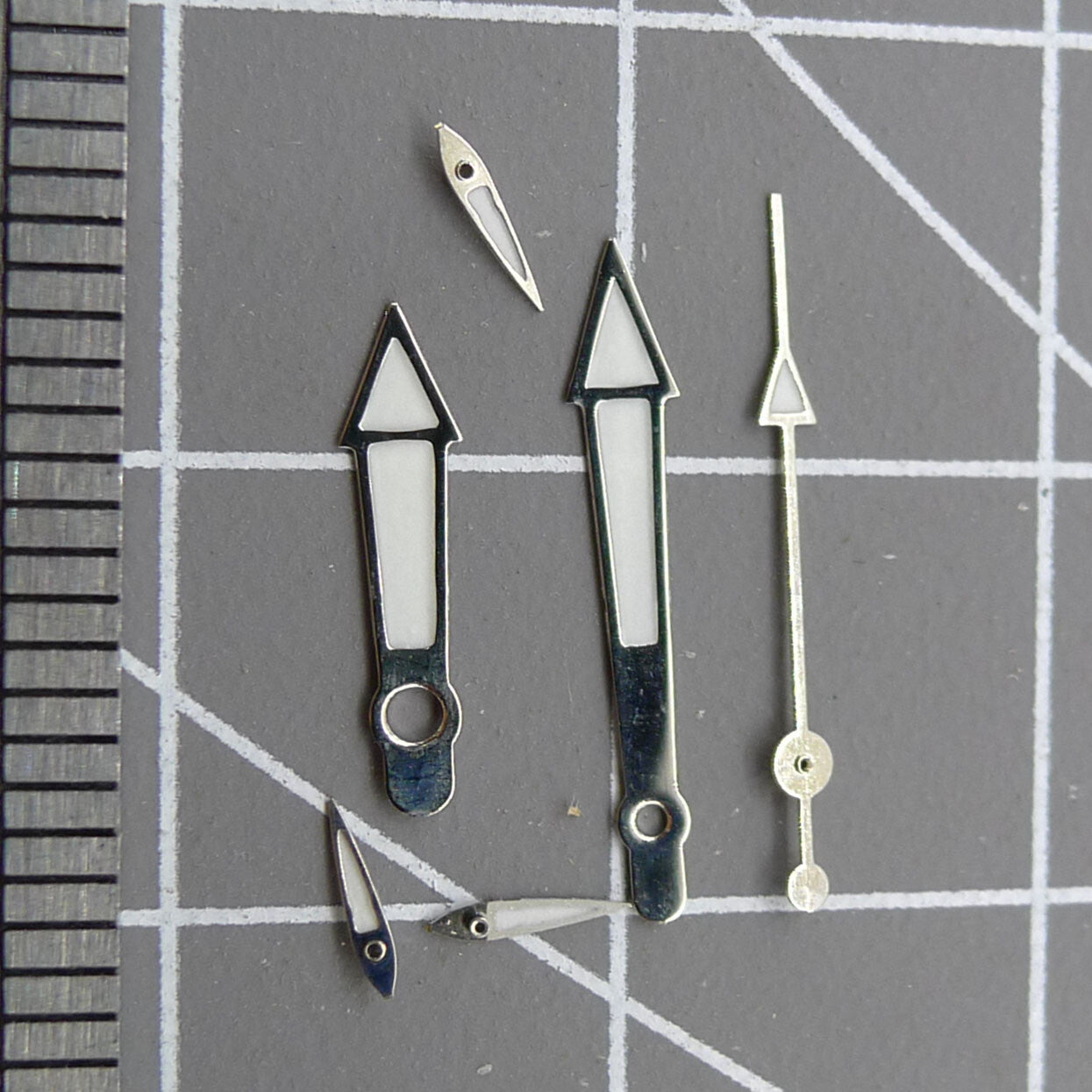 13mm Silver Trim Green Lume Watch Hands for Miyota OS10 OS20 OS22 OS60 OS80