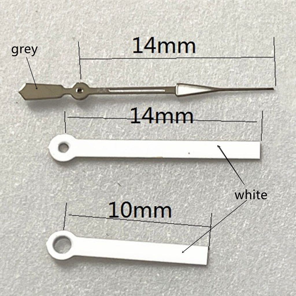 2 Sets/Pack 14mm Grey Trim White Paited Hands Set for Quartz Movement Ronda 515