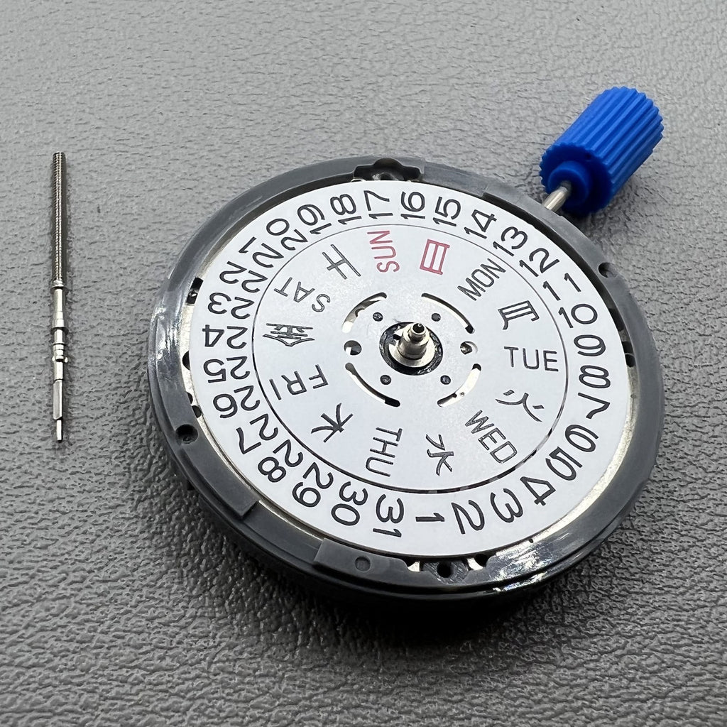 Seiki NH36 Movement White Disk Japanese+English Font Week Crown@3.8