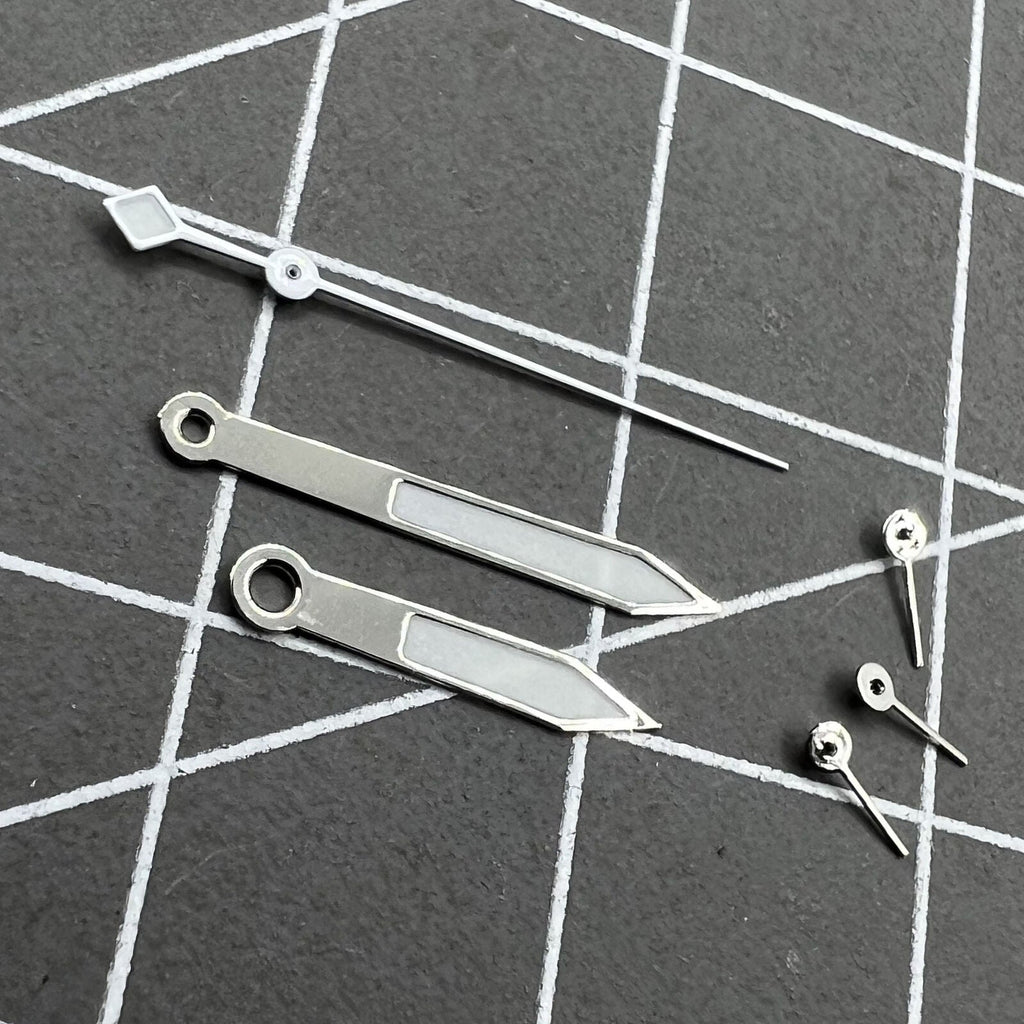 2 Sets/Pack Silver+White Trim Green Luminous Hands for Movement VD53 VD54 VD57