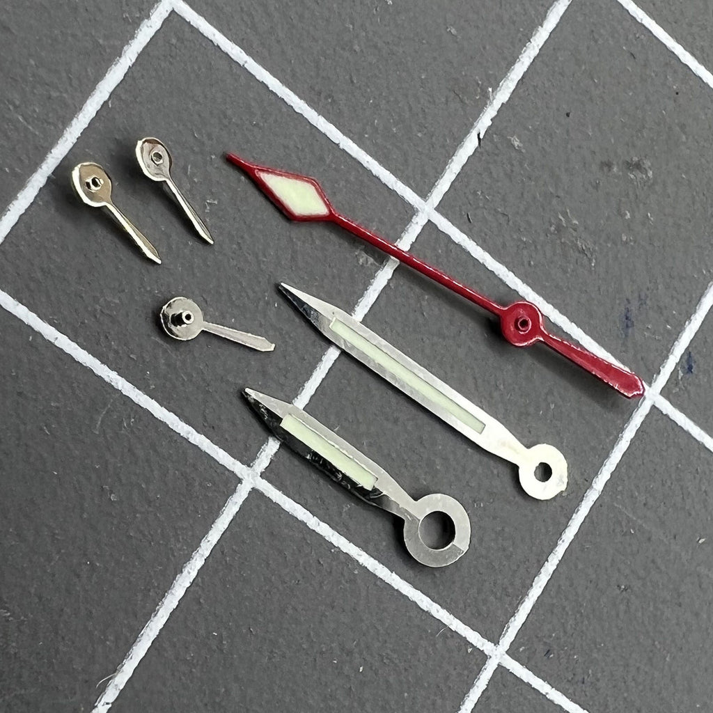 2 Sets/Pack 10.5mm Green Luminous Silver Trim Watch Hands for 7120 Movement
