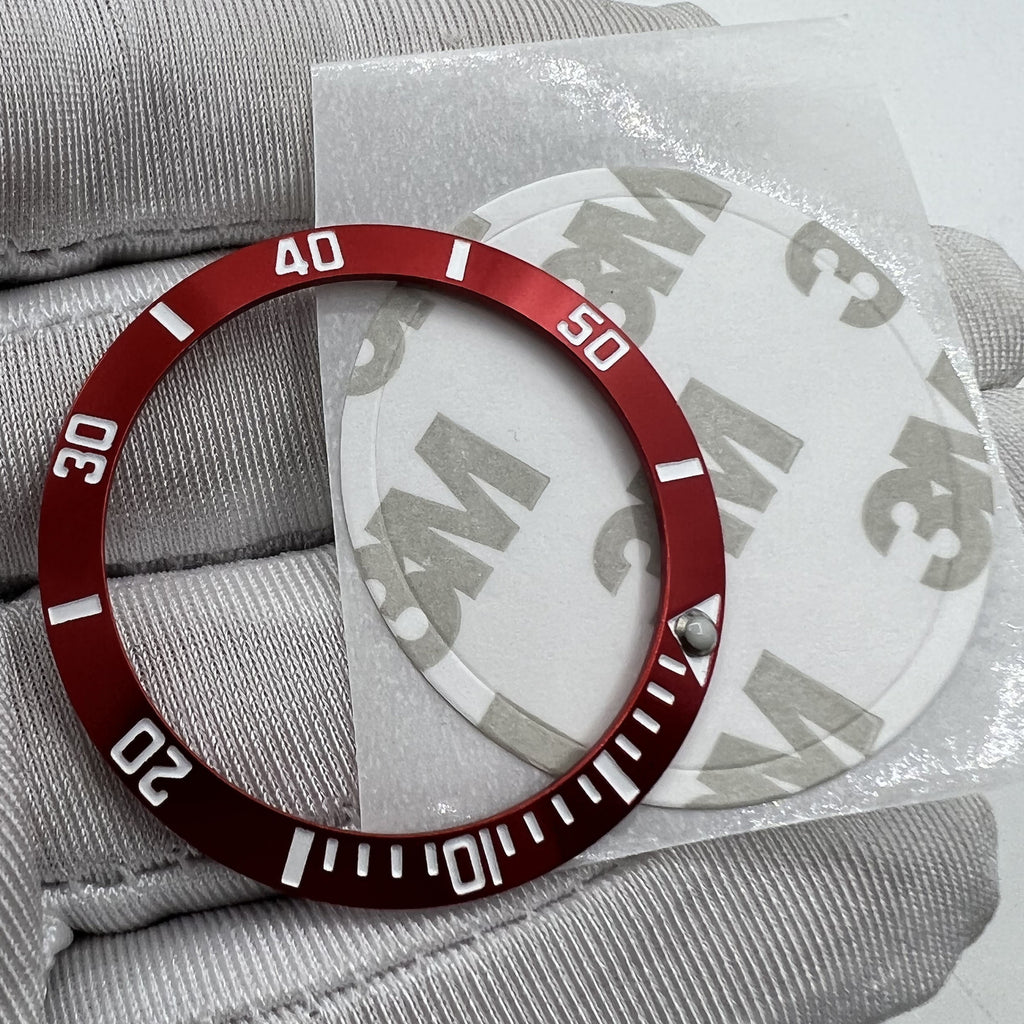 38mm Watch Bezel Ceramic Slope Red Ring Silver Font Green Luminous Watch Part
