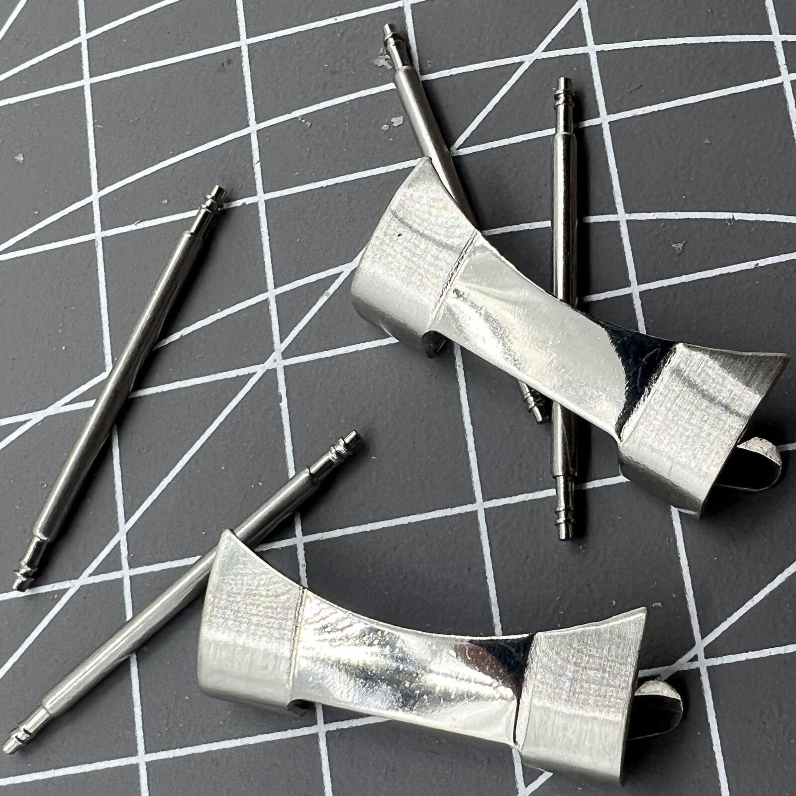 3 Sets Stainless Steel Curved End Links Spring Bars Bracelet Watch Band Strap