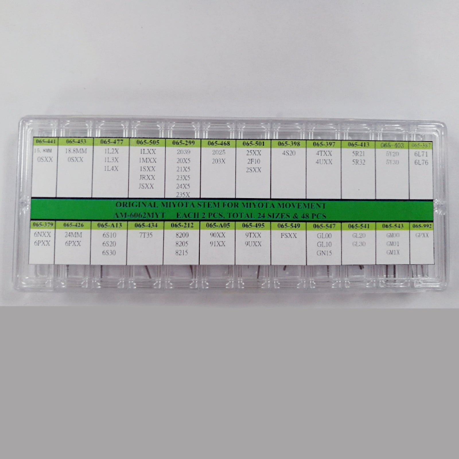 24 Sizes 48pcs Original Miyota Watch Stem for Miyota Movement Tool Kit