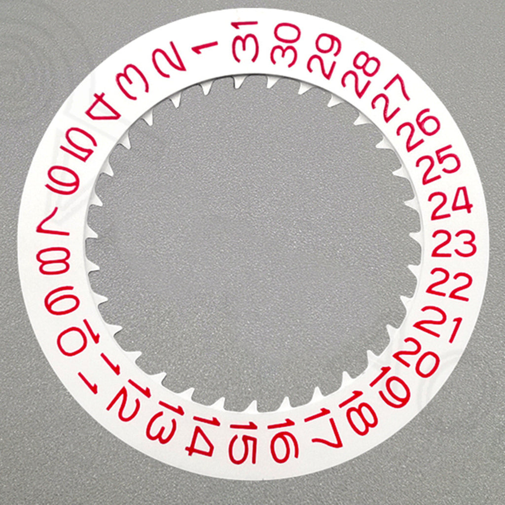 Red Font White Date Disk Wheel for NH36 NH35 Movement D3 Crown Position 3.8