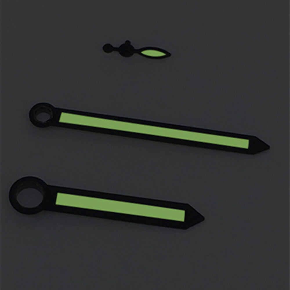 3 Hands Black Trim Green Luminous Watch Hands for ST3600/ST3620/ETA6497/6498
