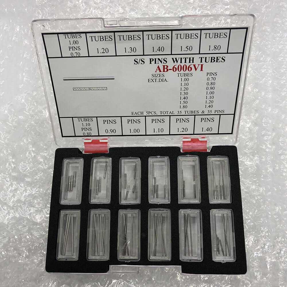 AB-6006VI Watch Band Part Pressure Stainless Steel Pins with Tubes 60PCS/Box