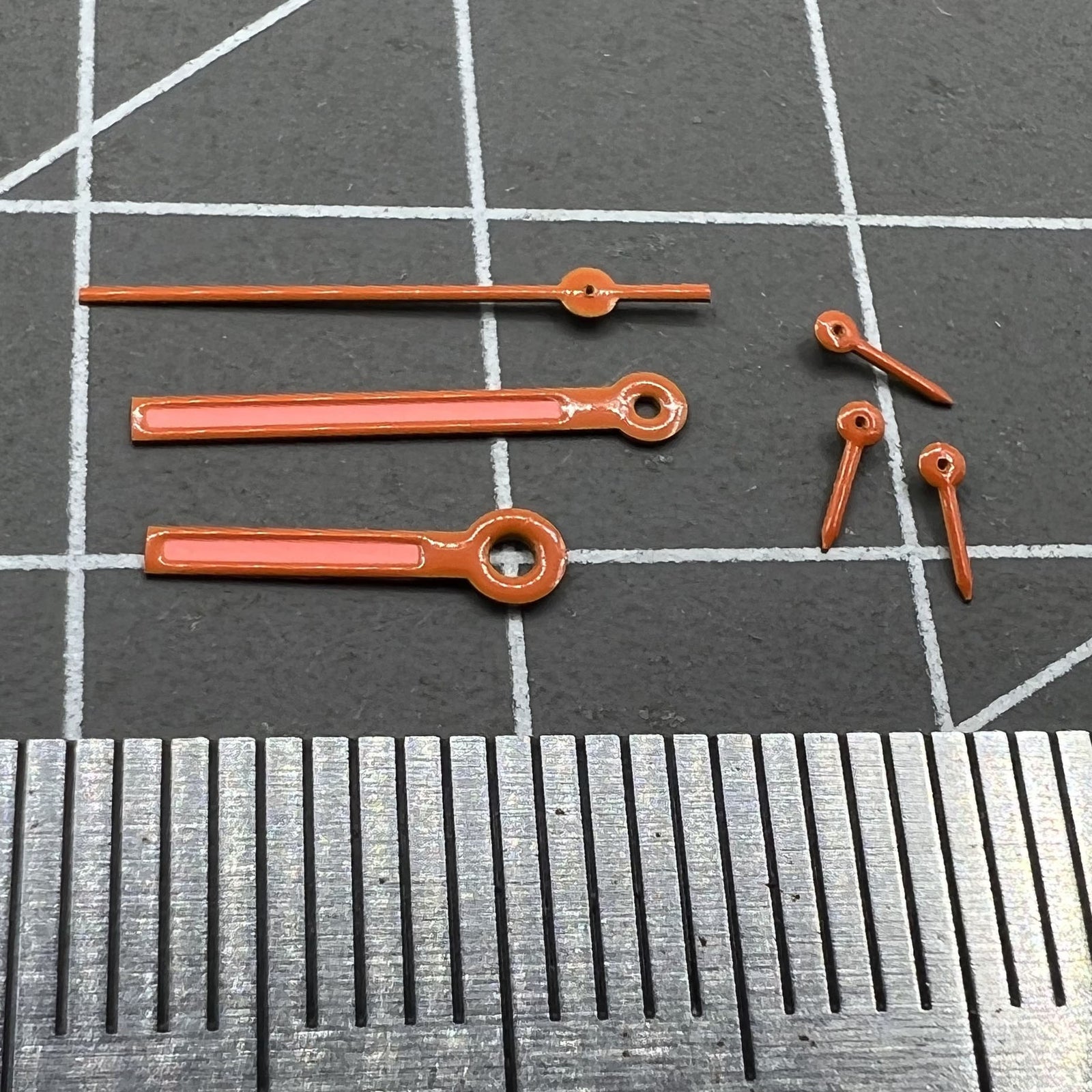 2 Sets 12.5mm Orange Trim Orange Painted Hands for Epson VD53 VD54 VD57 Movement