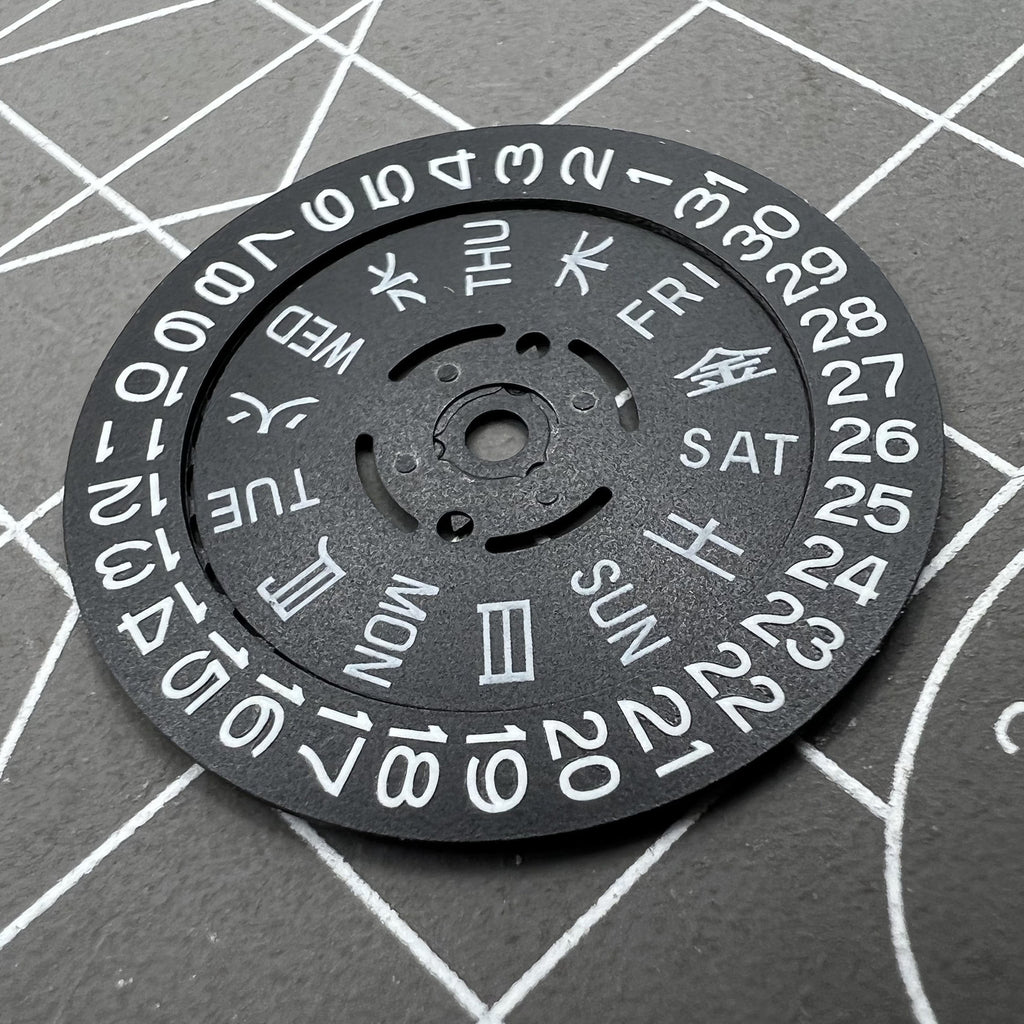 Blue Lume Black Date Disk Week Wheel for NH36 Movement Date@3 Crown at 3.0