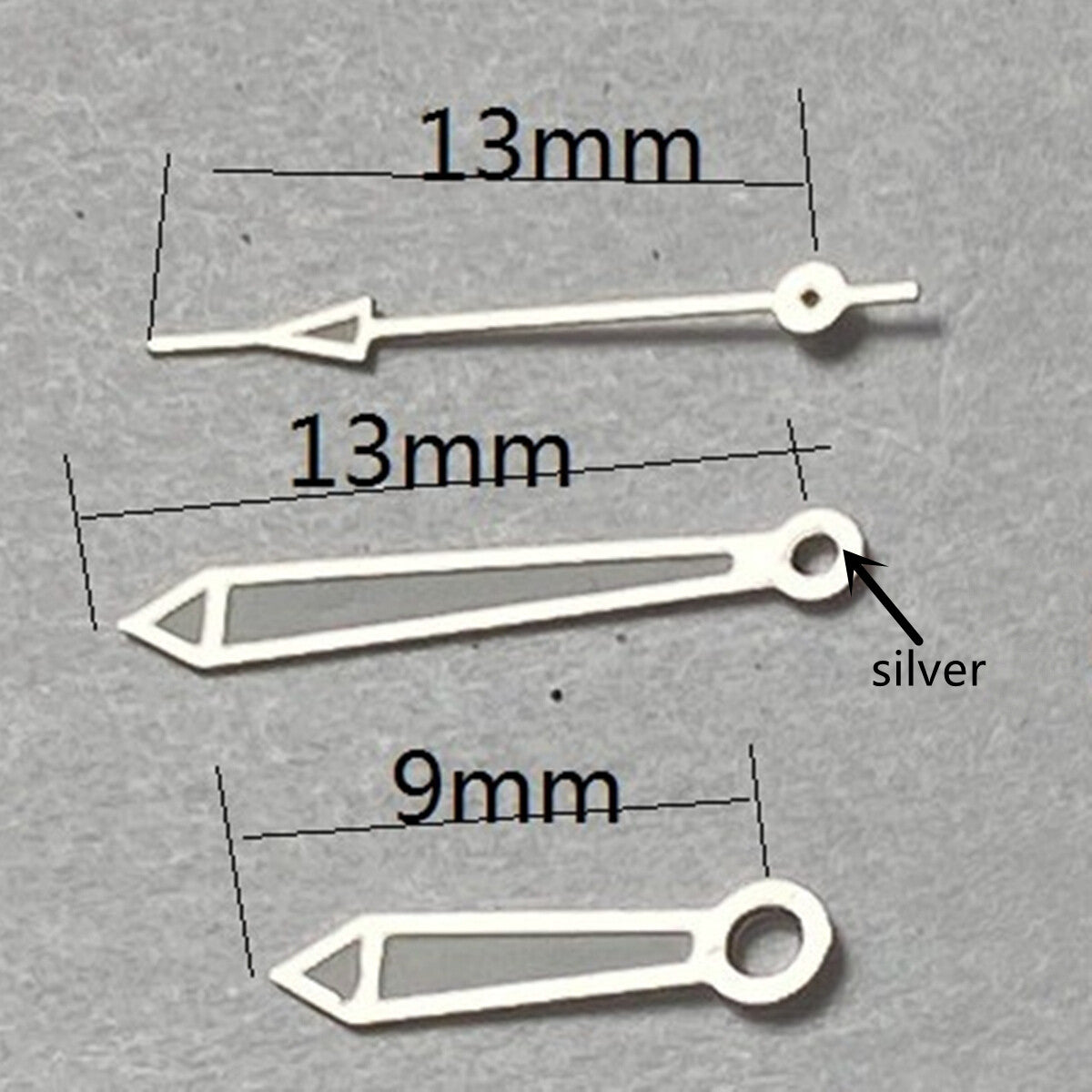 Green Lume Silver Trim 13mm Watch Hands for Miyota 2315 2035 2036 2115 2305