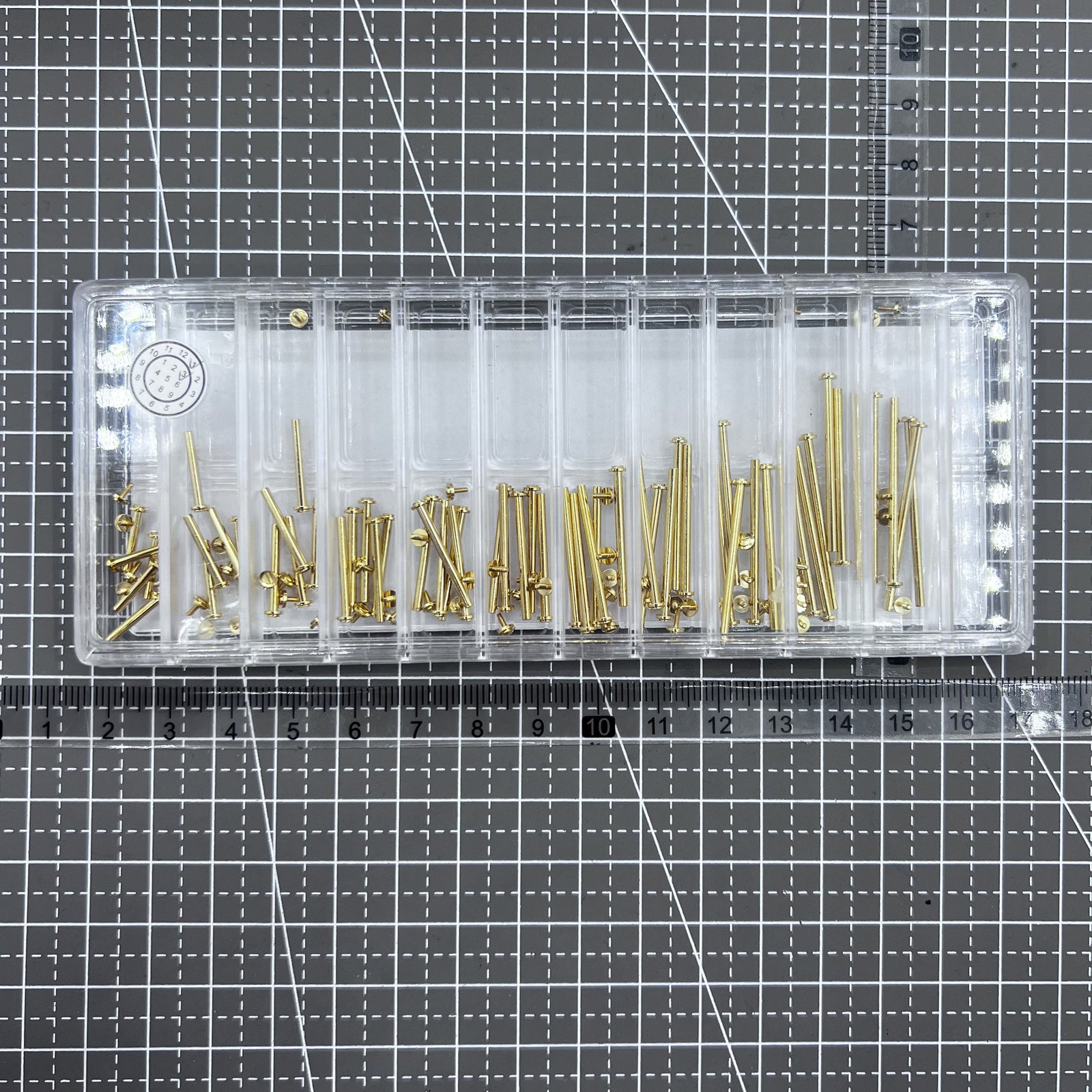 1.5mm Gold 11 Sizes 55PCS Watch Screw Type T-Bar Assortment Kit Made of Brass