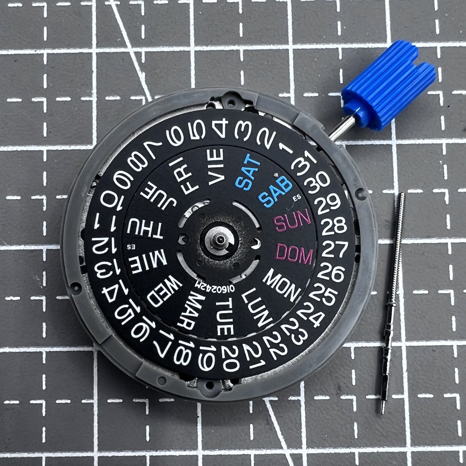 Seiko NH36 NH36A Mechanical Movement Black English Letter Week Crown At 3.8