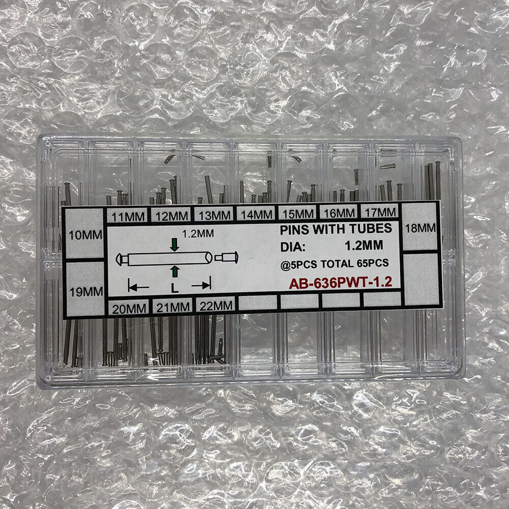 Watch Band Part Pins With Tubes DIA :1.2mm 13 Different Sizes 65PCS/Box