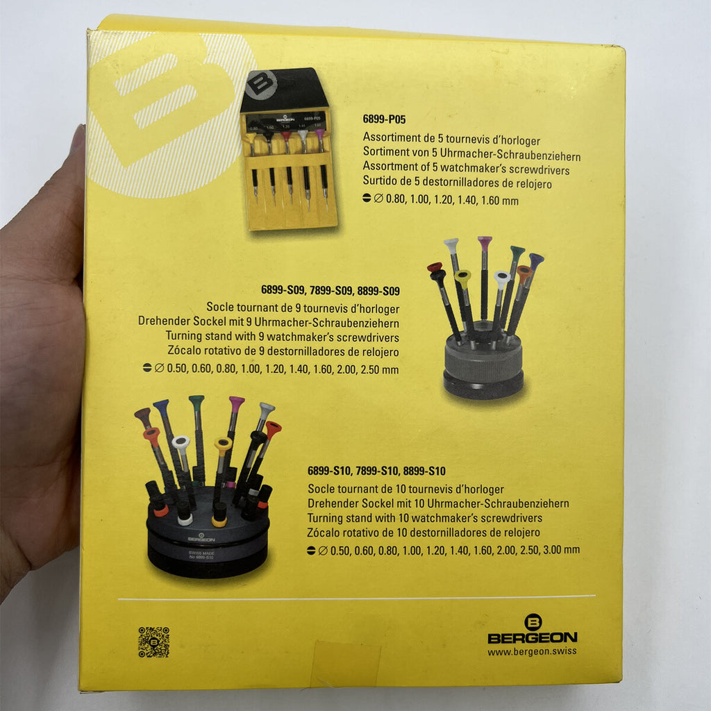 Bergeon 7899-A10 Set Of 10 Ergonomic Screwdrivers 0.50mm-3.00mm In Wooden Box