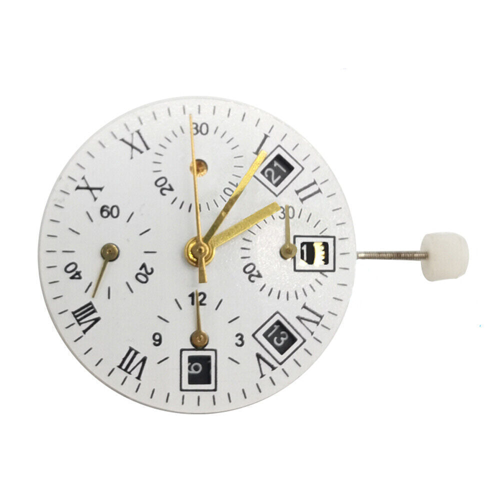 Asian 7750 Automatic Chronograph Movement @4.5 Black Calendar Second @9 ETA 7750