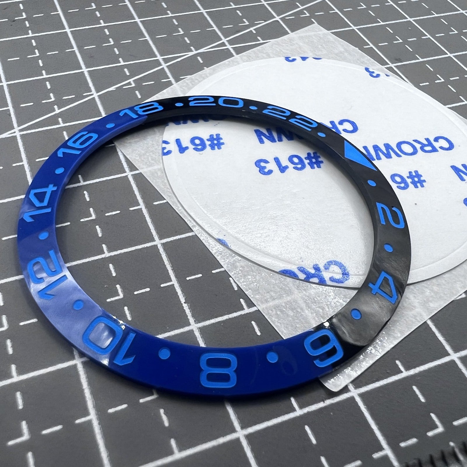 38mm Ceramic Watch Bezel Ring  Slope Blue+Black Ring Blue Font GMT for SUB