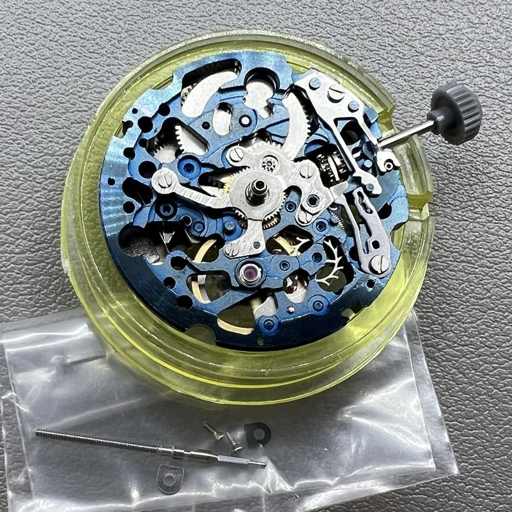 Genuine Miyota 8N24 Blue Hollow Automatic Mechanical Movement