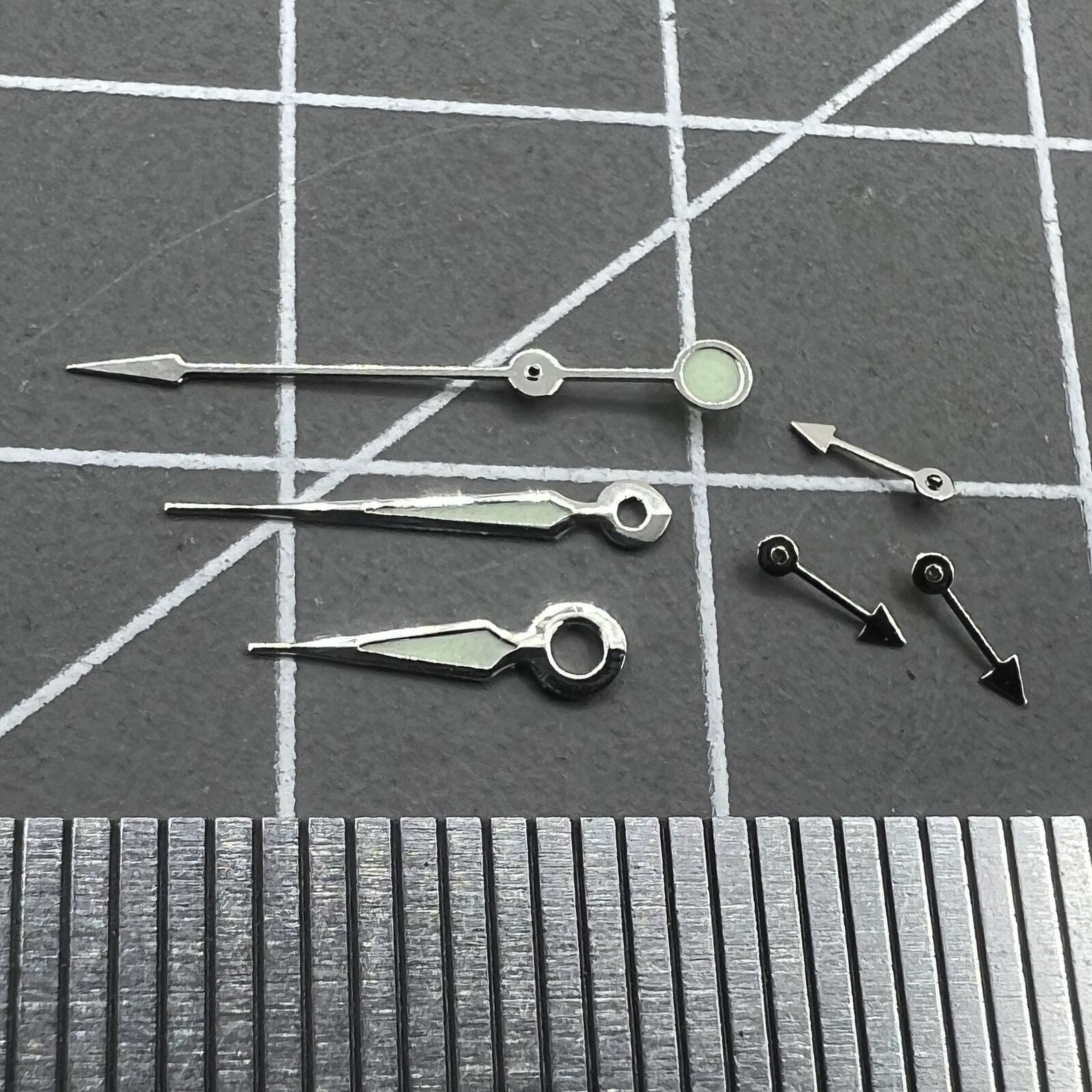 2 Sets Silver Trim Green Luminous Pointed Hands for Miyota OS10 OS20 OS60 OS80