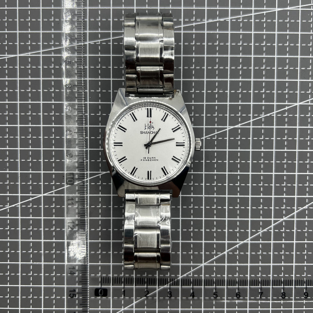 38mm Shanghai Factory Made Manual Mechanical Watch White Dial 3 Hands 19 Jews