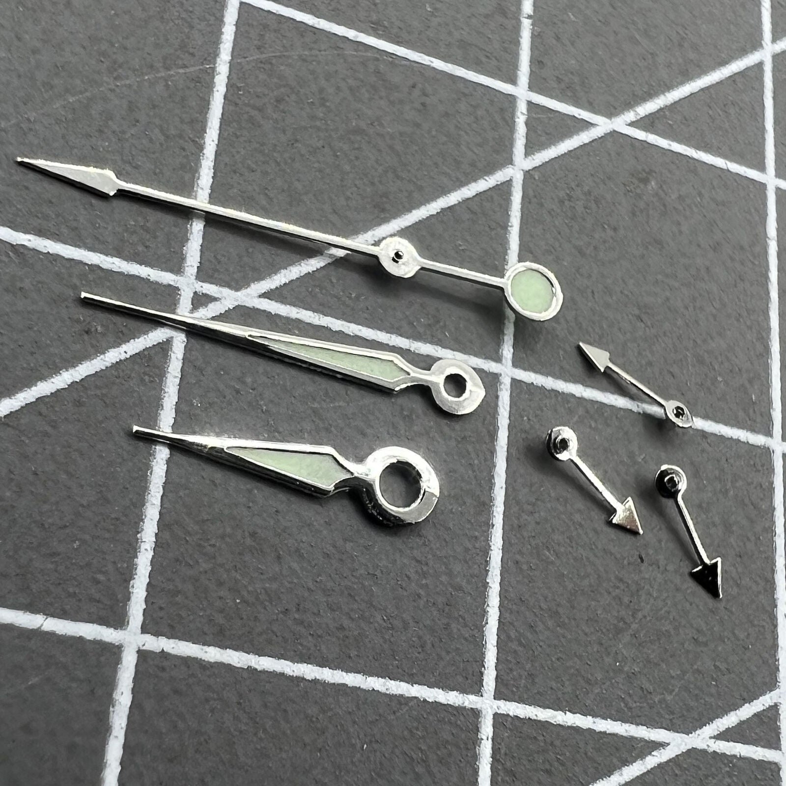 2 Sets Silver Trim Green Luminous Pointed Hands for Miyota OS10 OS20 OS60 OS80