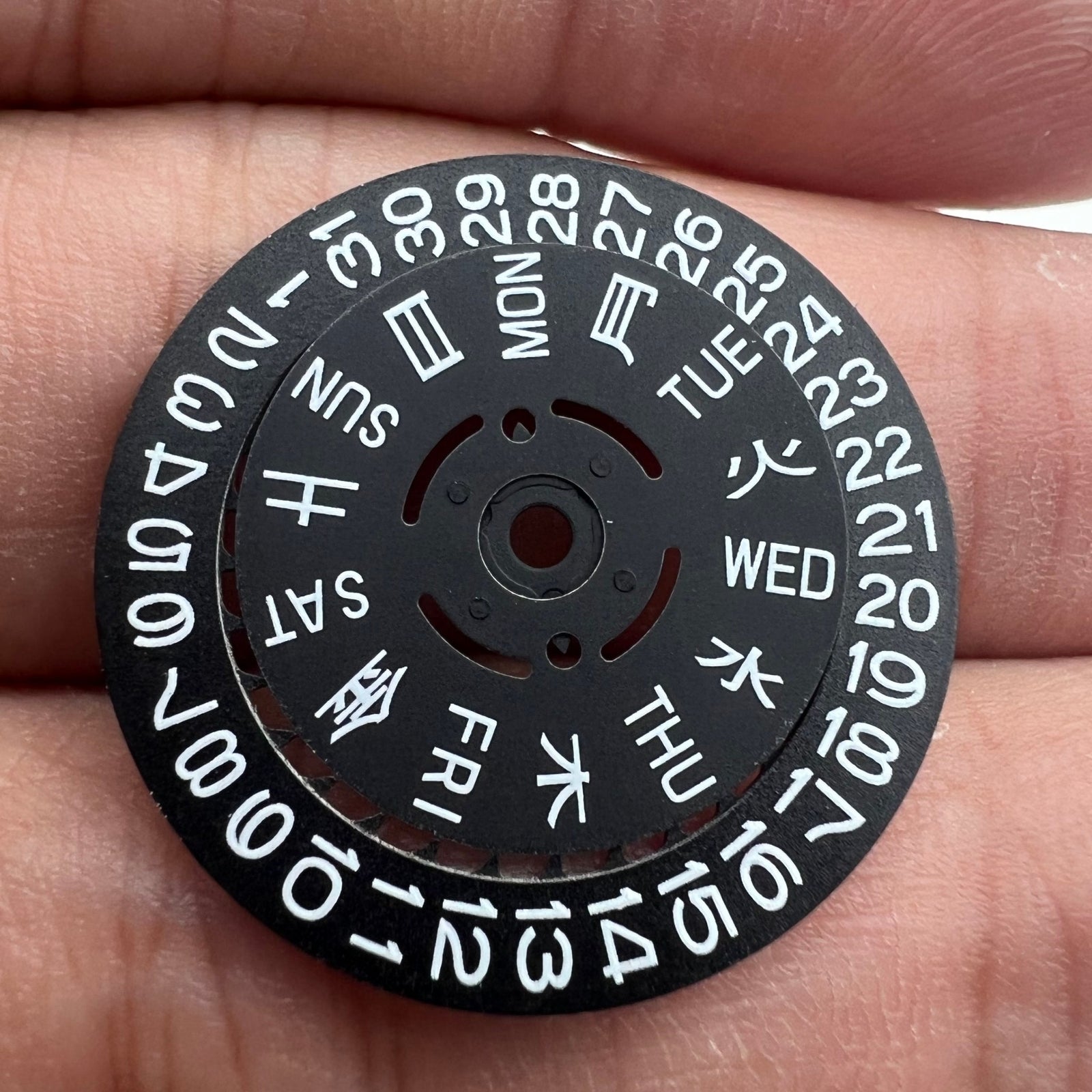 Green Lume Black Date Disk Wheel Week Wheel for Movement NH36 Date@3.8