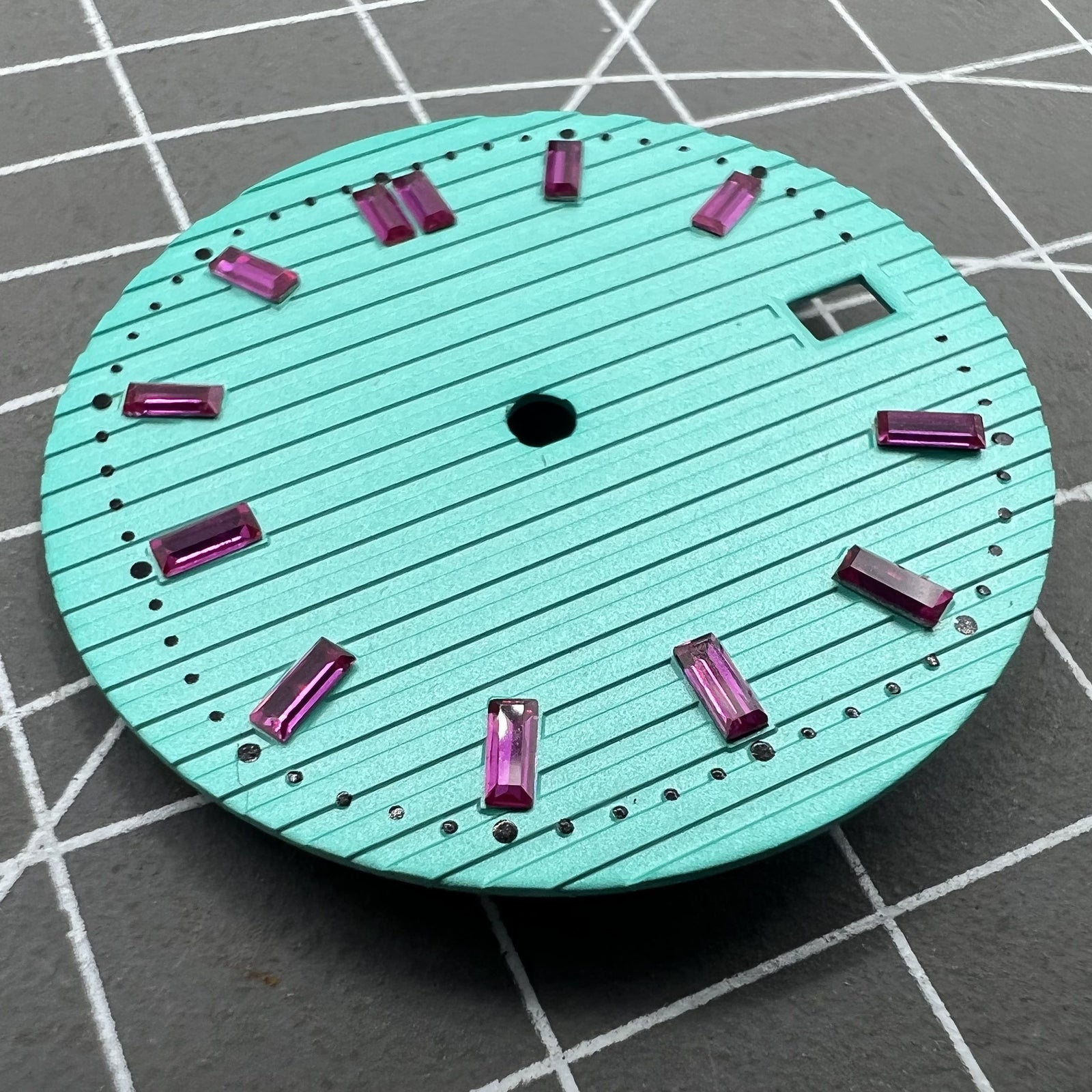 29.8mm Watch Dial Pink Imitation Gemstone Nail Light Green for NH35 Movement
