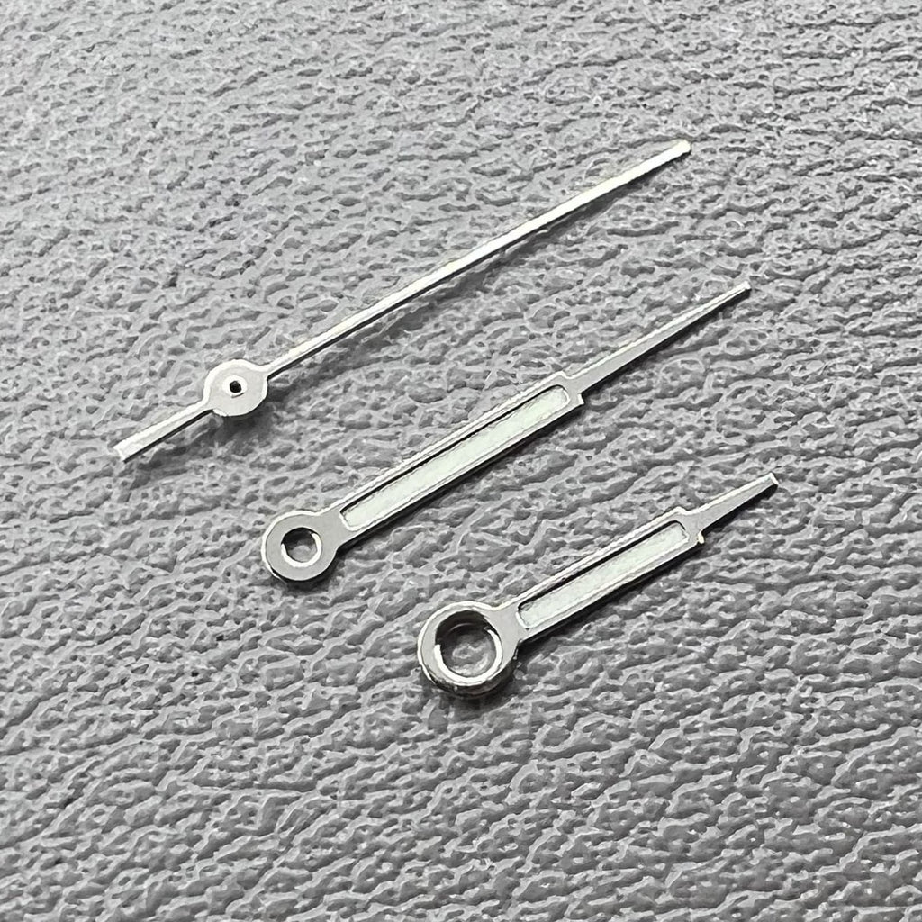 2 Sets/Pack Silver Trim Green Lume Pointed Hands Set for Ronda 515 Movement