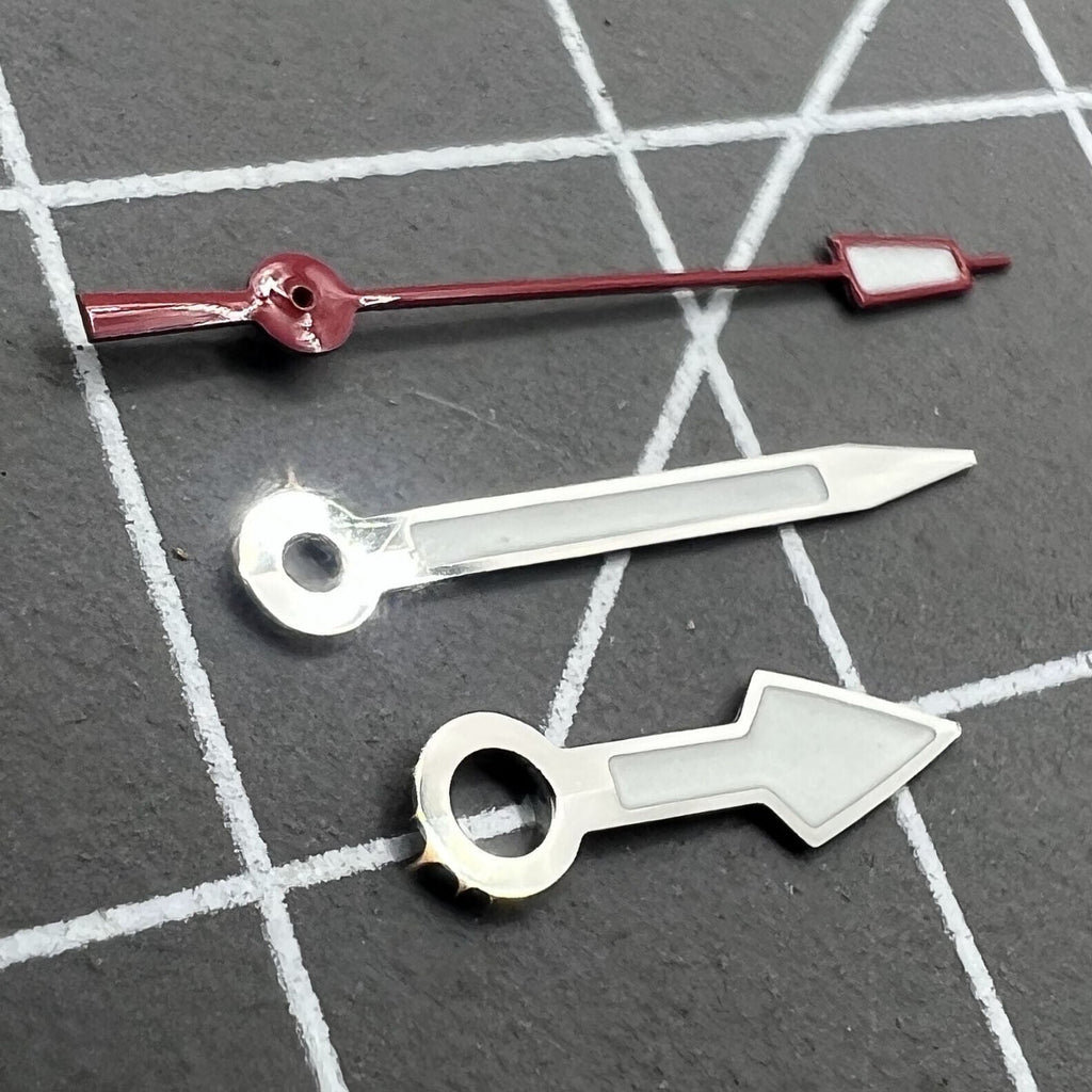 Green Lume Arrow Shape Silver Trim Red Second Hand Watch Hands Fit NH35 NH36