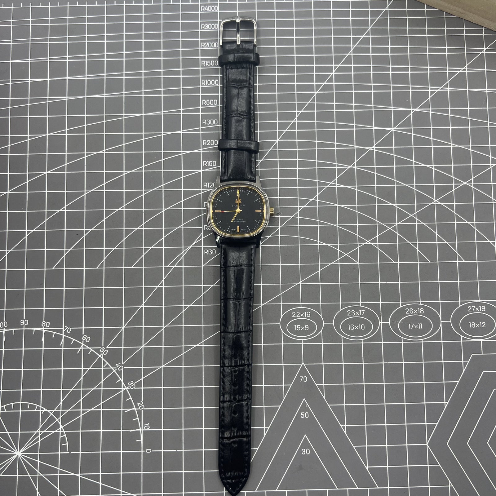 34mm Shanghai Factory Made Manual Mechanical Watch Black 19 Jews Shock-Resistant