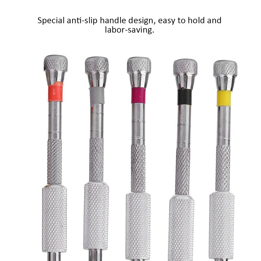 5pcs/set Steel Screwdrivers with Rotary Stand Base Jewelry Eyeglasses Watchmaker