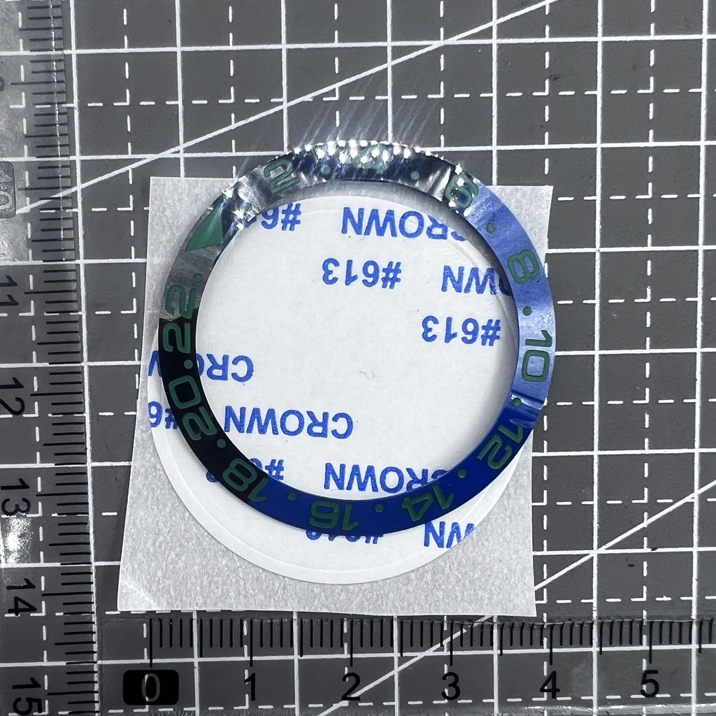 38mm Ceramic Watch Bezel Slope Blue+Black Ring Green Font GMT for SUB