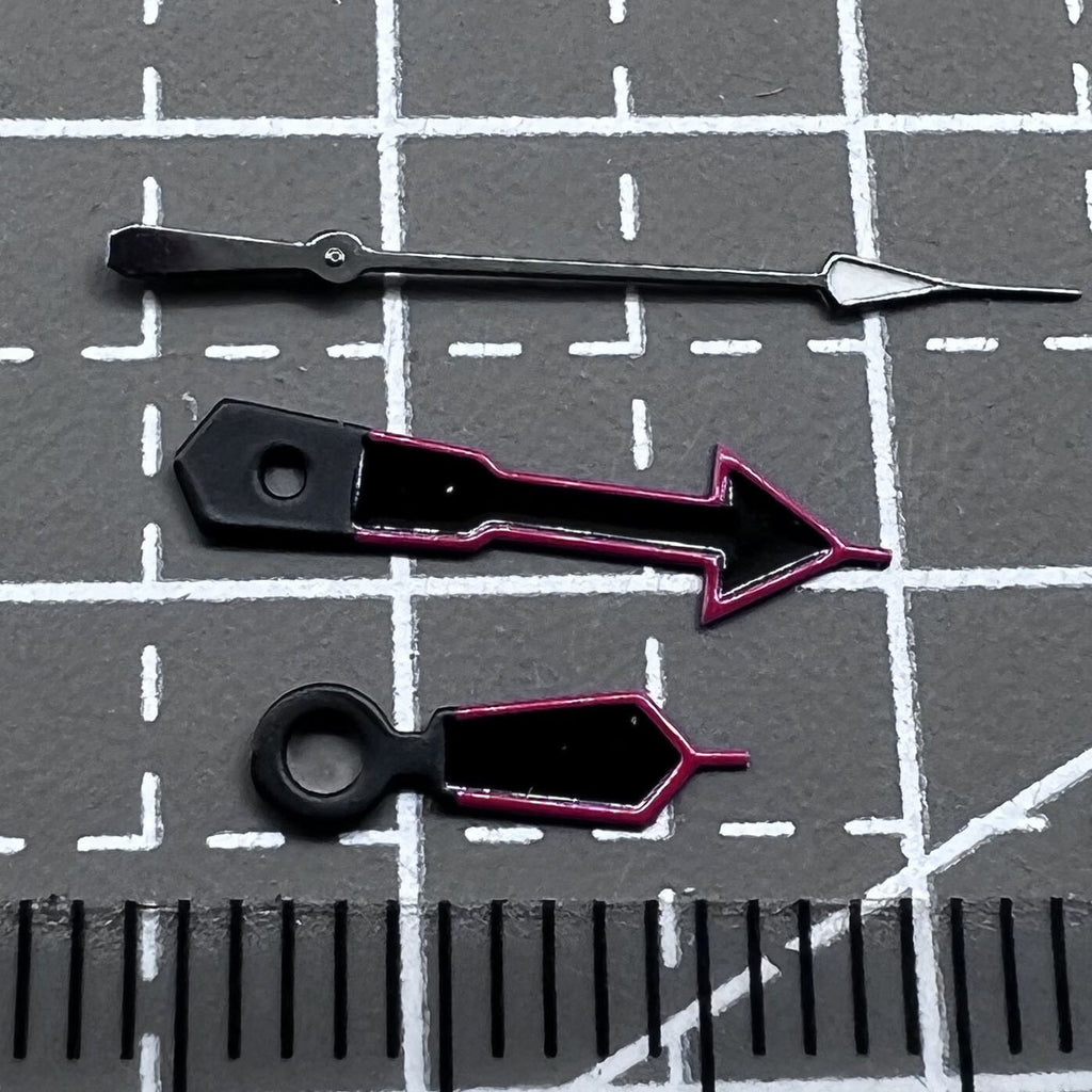 Red Trim Black Painted Black Second Green Lume Hands Set for Movement NH35/36