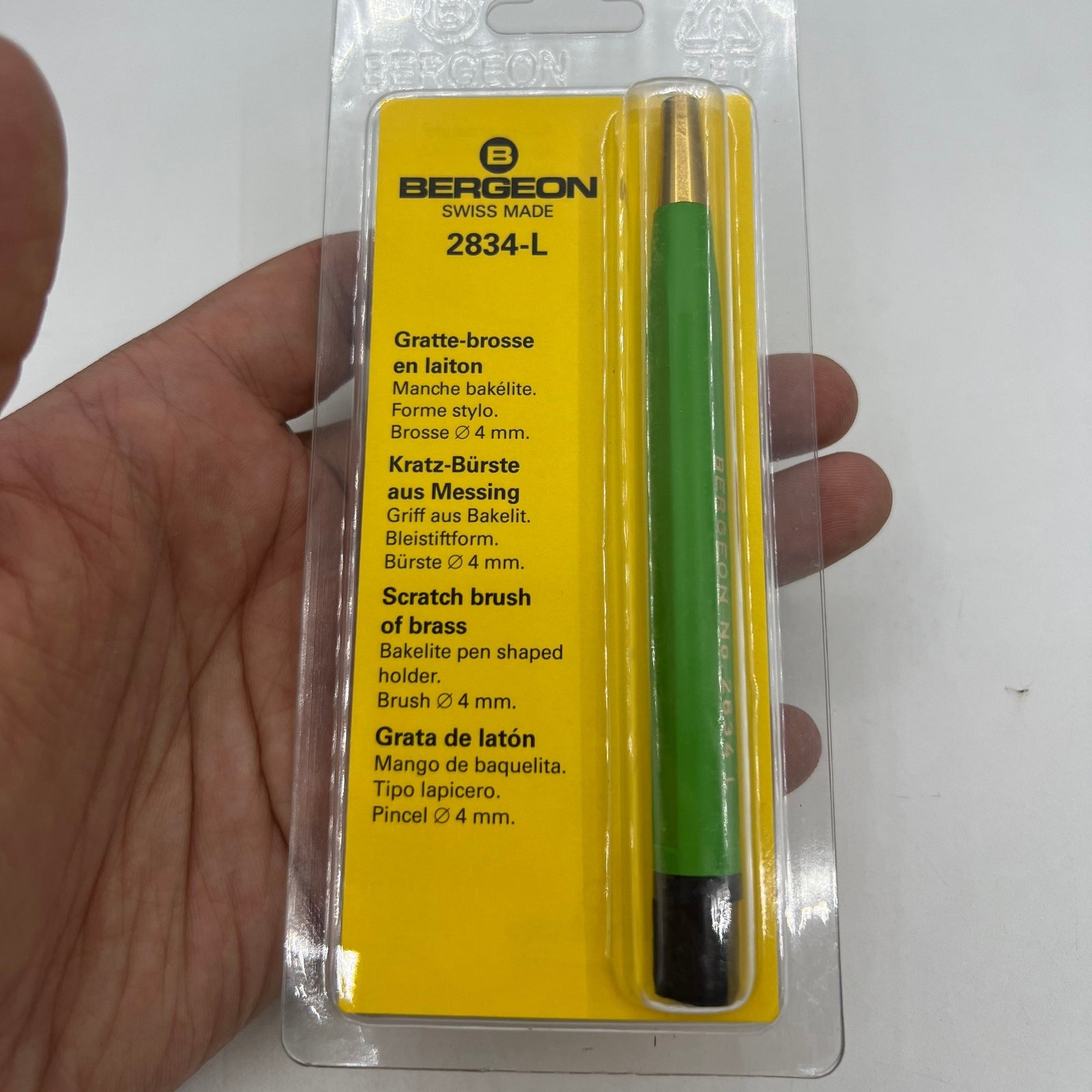 Bergeon 2834-L Scratch Brush Brass 10mm Pen Pencil Swiss Repaire Tool