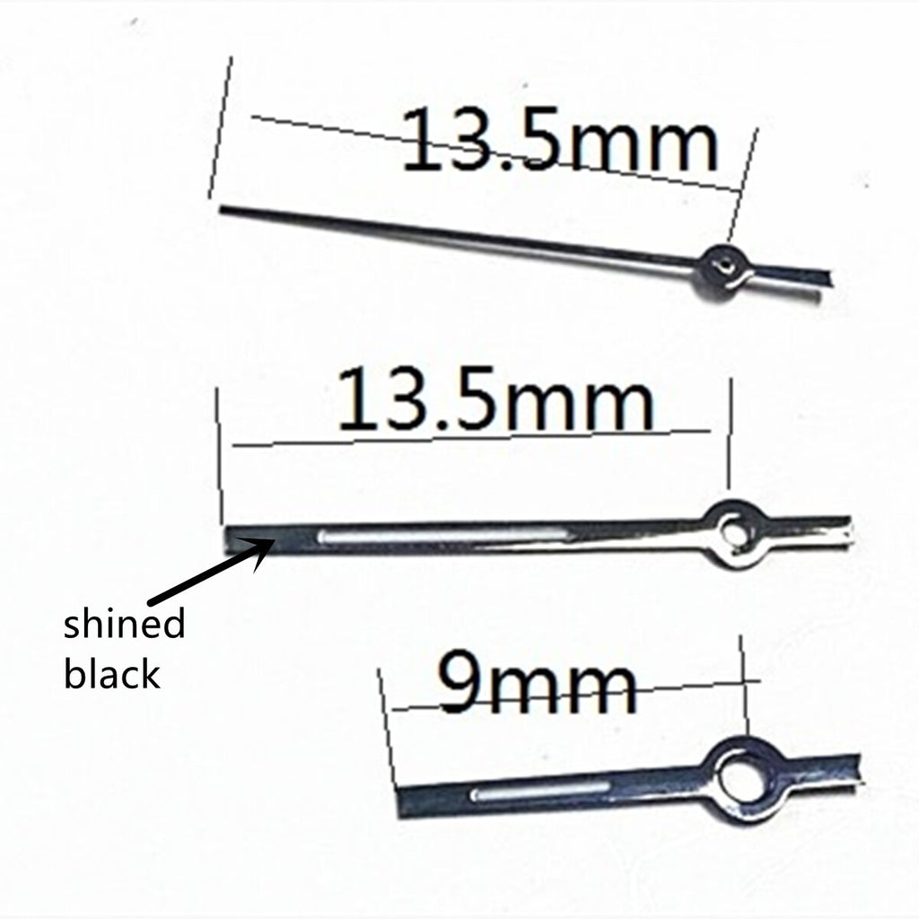 2 Sets 13.5mm Shined Black Trim Lume Hands for Miyota 2315 2035 2036 2115 2305
