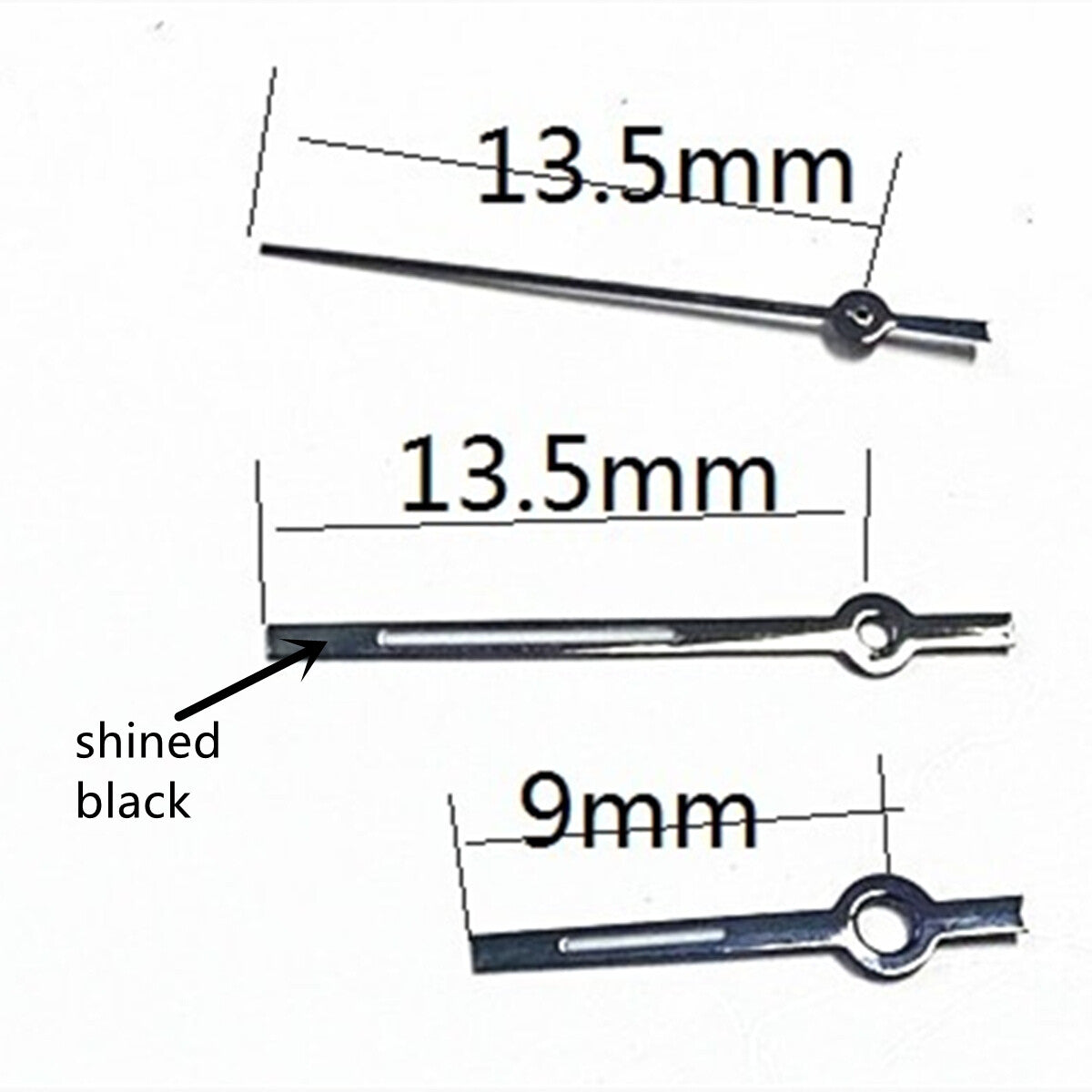 2 Sets 13.5mm Shined Black Trim Lume Hands for Miyota 2315 2035 2036 2115 2305